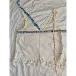 American Eagle White Distressed Fringe Tank Top | 100% Cotton | Size Small thumbnail 6