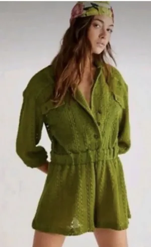 Free People Beach Ryan Knit Crochet Romper One Piece Size XS Women's thumbnail 1