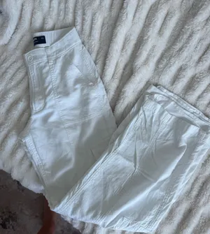 Hollister White Straight Leg Cargo Pants thumbnail 6
