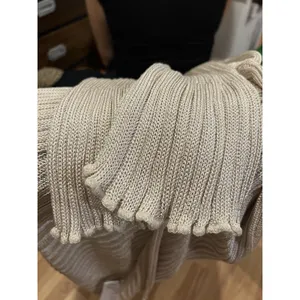 Free People Vie Boheme Cardi Sandcastle Tan Ribbed Knit Slit Cardigan Large L thumbnail 7