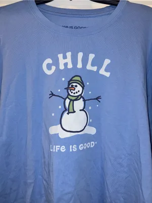 Life Is Good long sleeve crusher t-shirt Snowman Chill Winter XL thumbnail 2