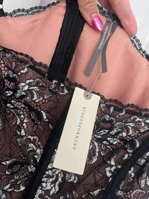 Anthropologie Metallic Floral Lace Midi Dress Cocktail Party Romantic Y2K XS thumbnail 6