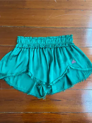 Free People Like Honey Pajamas PJ Top & Shorts Set in Silky Golf Green Sz S 🧡🎀 thumbnail 8