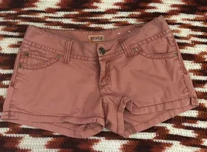 Y2K 2000s Mudd Micro Mini Baddie Hot Girl Low Rise Khaki Pinkish Brown Booty Shorts #fairy #grunge #gorpcore Size 7/8/M-Measurement in pics thumbnail 1