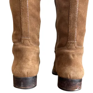 Tory Burch Wembley Suede Riding Boots Tan Tobacco Brown Gold Logo Size 8 thumbnail 11