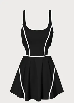 Berlook Black Contrast Cutout Tennis Dress thumbnail 7