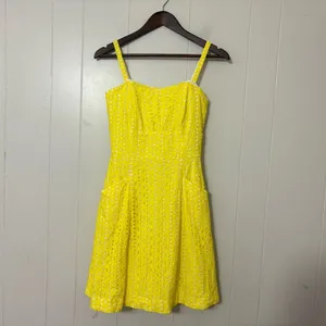 Lilly Pulitzer Blossom Eyelet Dress Pineapple Juice Yellow Sundress Size 0 thumbnail 3