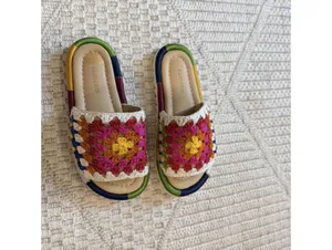 Farm Rio Crotchet Granny Square Toe Floral Sandals thumbnail 3