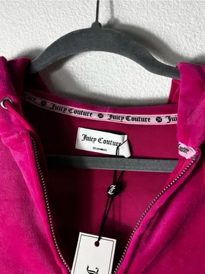 NWT Juicy Couture Free Love Velour Cropped Hoodie Size S thumbnail 6