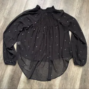 Free People Ready to Run Chiffon Boho Top Sheer Black Size XS thumbnail 10