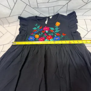 Unbranded Embroidered‎ Floral Mini Dress XL Black Flutter Sleeve Boho Skater thumbnail 5