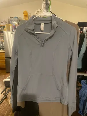 Yogalicious Light Gray Quarter-Zip Performance Pullover thumbnail 3