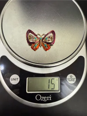 Vintage Gold-tone Red/Plum Butterfly Brooch thumbnail 8