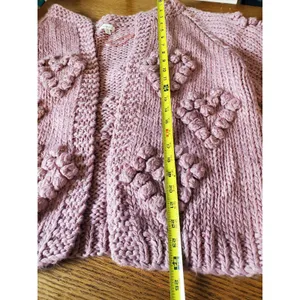 debut Dusty Rose Chunky Knit Pom-Pom Cardigan thumbnail 5