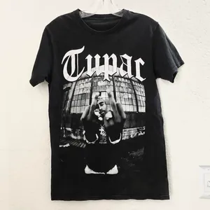 Tupac Black white Rap Hip Hop Music Large Graphic Tee streetwear. Size S Measurement in pics #goth #grunge #punk thumbnail 1