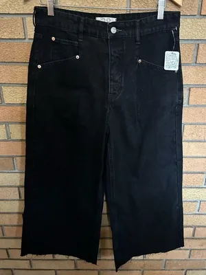 NWT We The Free Black Wide Leg Denim Jeans Size 28 thumbnail 1