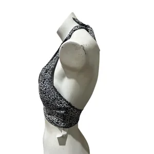 Gilly Hicks Women's Floral Halter Tank Top M Black Open Back Casual thumbnail 3