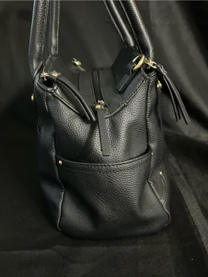 Rosetti Black & Gold Pebbled Faux Leather Satchel Handbag thumbnail 7