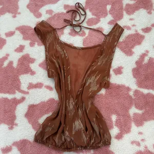 Papaya Y2K Bronze Shimmer Halter Top ✨ Fairy Grunge McBling Indie Sleaze Boho Glam Going Out Party Tank Small thumbnail 2