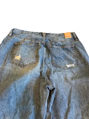 We The Free People Wide Leg Loose Fit Jeans Distressed Crvy Size 35 Women's thumbnail 10