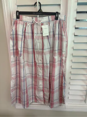 Free assembly White Plaid Button Front Maxi Skirt Size XL thumbnail 2