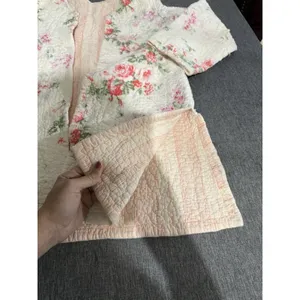 Handmade women's Floral Quilted Duster Sweater Sz XS/S Cottage Core Grandma Chic thumbnail 8