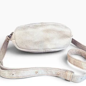 HOBO White/Ivory Gold Patina Leather Small Crossbody Bag Purse Adjustable Strap thumbnail 3