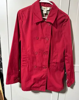 Oleg Cassini Collection Red Double Breasted Trench Coat thumbnail 1
