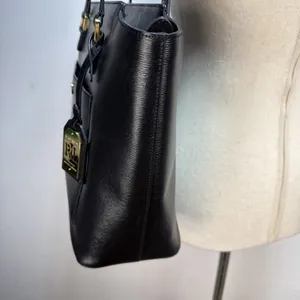 Ralph Lauren Newbury Modern Pocket Tote Shoulder Bag‎ Black Textured Leather thumbnail 5