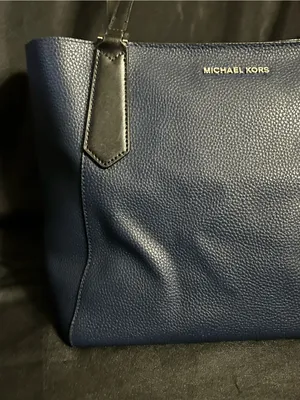 Michael Kors Navy and Black Pebbled Leather Tote thumbnail 4