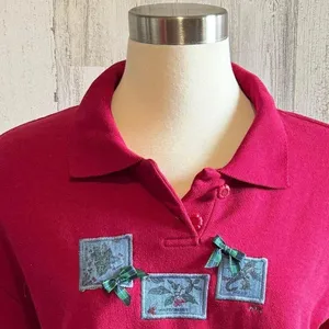 Vintage Pullover Sweatshirt Large Winterberry Holly whimsical unique Christmas‎ thumbnail 4