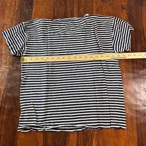 J.Crew Womens Navy White Striped 100% Linen Short Sleeve T-Shirt Size L RN77388 thumbnail 5