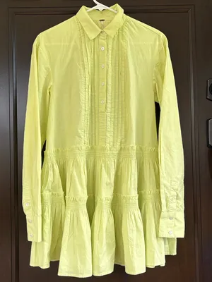 EUC Free People Billie Tiered Mini Shirt Dress Citrus Generous XS thumbnail 5