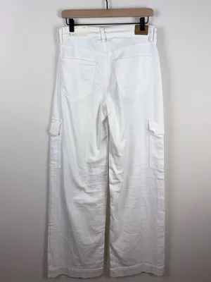 American Eagle Baggy Wide Leg Cargo Jeans White Women’s 6 X-Long Stretch New thumbnail 9