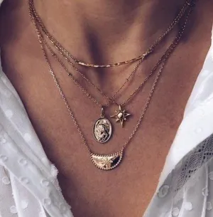 3/$30 💛 Multi Layered Pendant Necklace Gold thumbnail 1
