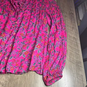 Maeve Calais Smocked Floral Peasant Blouse. thumbnail 3