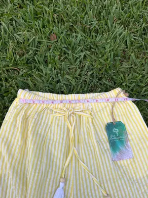 True Destinations Resort Wear Lemon Meringue Yellow Stripe Wide Leg Pants XS NWT thumbnail 5