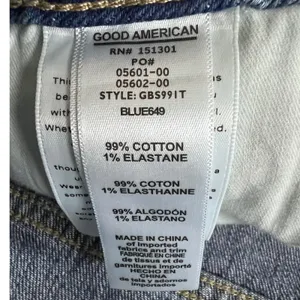 Good American Distressed High Rise Denim Shorts Light Wash Size 4 27 thumbnail 4