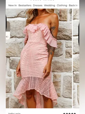 Selfie Leslie Blush Pink Off-Shoulder Ruffle High-Low Dress thumbnail 4
