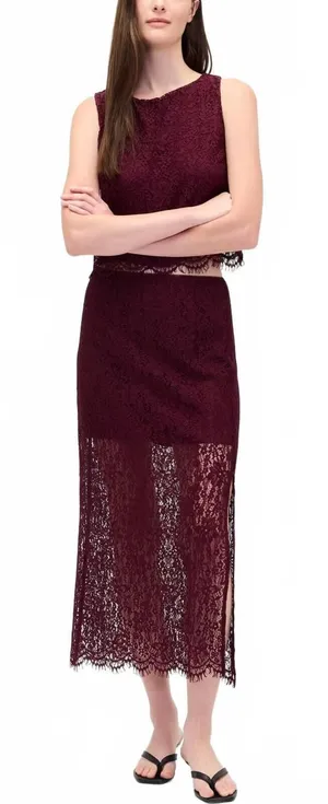Gap Lace Maxi Skirt NWT Tuscan Red Large thumbnail 1