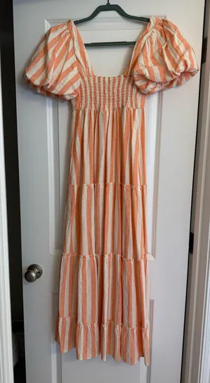 Show Me Your Mumu Linds Midi Dress ~ Dreamsicle Stripe Linen thumbnail 4