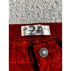 NWT Free People Corduroy Pants 24 Fired Chestnut Burnt Orange Boho Slim Straight thumbnail 4
