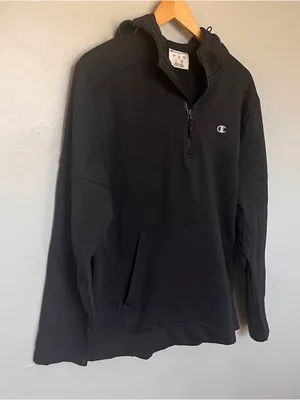 Champion Black Quarter-Zip Pullover Hoodie thumbnail 2
