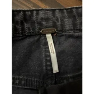 Free People Distressed Black Mini Skirt Size 10 Denim thumbnail 2