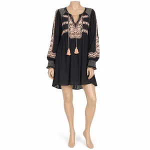 Free People Wind Willow Embroidered Peasant Mini Dress Boho Festival Indie M thumbnail 2