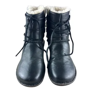 UGG Caspia Black Leather Shearling Lined Lace Up Ankle Boots 1932 Womens Size 7 thumbnail 2