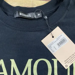 Missguided L’amour Paris Long Sleeve T-Shirt Black Graphic Print Oversized Sz M thumbnail 3