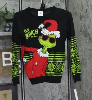 NWT The Grinch Unisex Long Sleeve Knit Ugly Christmas Sweater Black Multi M thumbnail 1