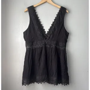 Venus Babydoll Top Sz 14 Black Sleeveless Lace Dark Romantic Whimsigoth Coquette thumbnail 4
