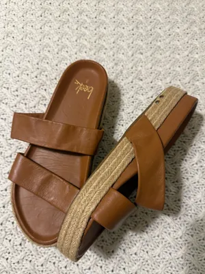 Beek Twinspot Platform Leather Sandals Tan Brown Women's Size 8 slides thumbnail 4